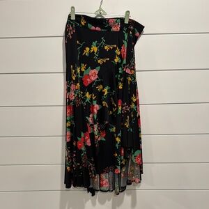 Floral Black Wrap Skirt